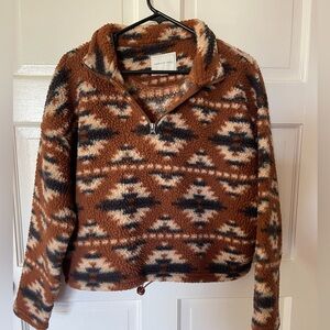 American Eagle Outfitters Sherpa Crop Pullover 1/4 Zip Women’s Medium
